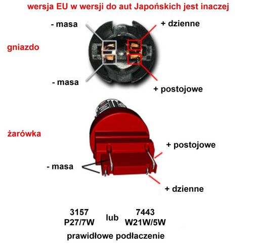żarówka LED W21/5W, 7443 12V CANBUS 1800lm czerwona na Arena.pl
