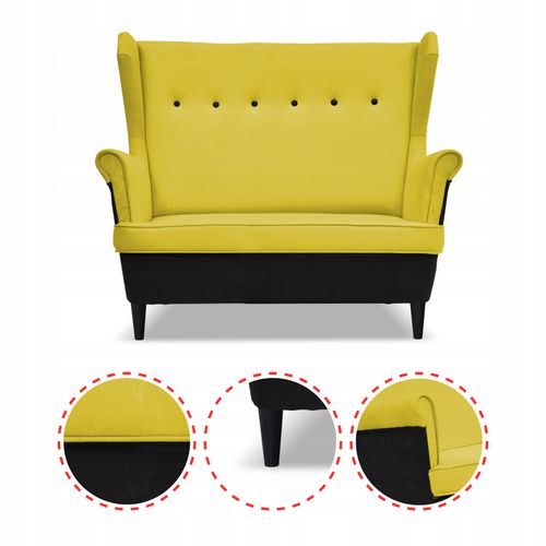 Zestaw wypoczynkowy ARI DUO sofa fotele Family Meble czarno - żółty na Arena.pl