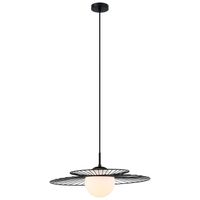 Druciana LAMPA wisząca SARAH MDM-4000/1 BK Italux okrągła OPRAWA szklana kula ball ZWIS kapelusz czarny biały