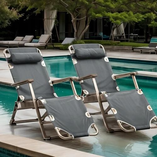 LEŻAK OGRODOWY szary regulowany LEŻAK TARASOWY na balkon ogród na Arena.pl