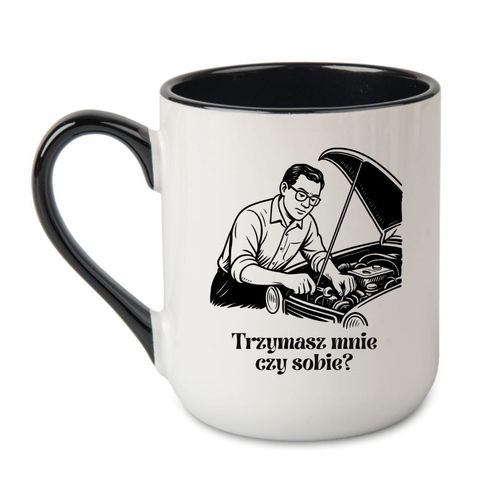 KUBEK "TRZYMASZ MNIE CZY SOBIE?" Wzór - Elegant Coffee Czarny 330 ml na Arena.pl