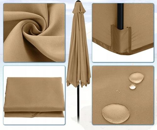 Poszycie wymienne materiał parasola ogrodowego 8 ramion 300cm - khaki na Arena.pl