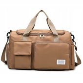 TORBA DAMSKA FUNKCJONALNA PODRÓŻNA SPORTOWA TURYSTYCZNA BEŻOWA NA SIŁOWNIĘ