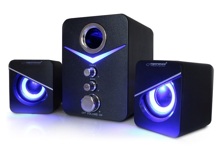 GŁOŚNIKI KOMPUTEROWE 2.1 USB LED MOCNE ZESTAW PC zdjęcie 1