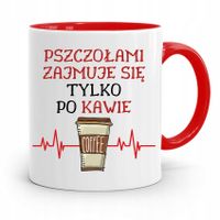 Kubek Czerwony Pszczelarza Zajmuje Się Po Kawie Z Nadrukiem Ze Zdjęciem