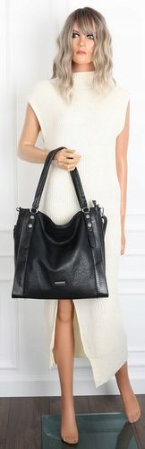 Torebka Damska Listonoszka Worek Shopper Duża na Ramię SR25305S Czarna na Arena.pl