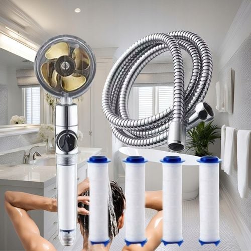 TURBO SŁUCHAWKA PRYSZNICOWA WENTYLATOR+WĄŻ+4xFILTR OSZCZĘDNA NAPOWIETRZAJĄC na Arena.pl