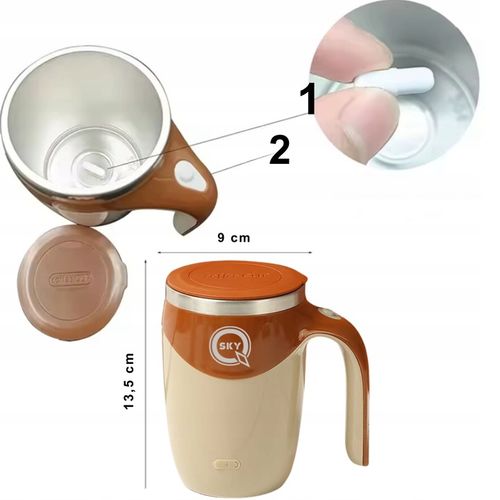 AUTOMATYCZNY KUBEK TERMICZNY 380 ML MAGNETYCZNE MIESZADŁO USB DLA KAWOSZY na Arena.pl