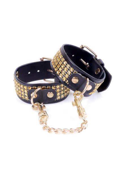 Fetish B - Series Handcuffs with cristals 3 cm Gold zdjęcie 1