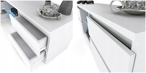 Szafka RTV 138cm Stolik pod TV Komoda stojąca 4 szuflady ANTRACYT DĄB na Arena.pl