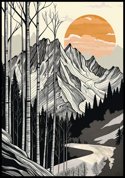 Plakat 68x98cm Drzeworys Górski zdjęcie 2