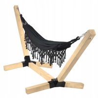 ULTRA MOCNY DUŻY STELAŻ NA HAMAK DREWNIANY 93x93 mm+ BOHO 2-osobowy czarny