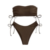 Strój Kąpielowy Bikini Push Up Wysoki Stan Brązowy Rozmiar M Bandeau