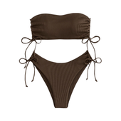 Strój Kąpielowy Bikini Push Up Wysoki Stan Brązowy Rozmiar M Bandeau