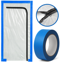 KURTYNA PRZECIWPYŁOWA DRZWI REMONTOWE BUDOWLANE Z  ZAMKIEM +TAŚMA NIEBIESKA