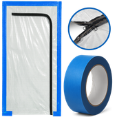 KURTYNA PRZECIWPYŁOWA DRZWI REMONTOWE BUDOWLANE Z  ZAMKIEM +TAŚMA NIEBIESKA