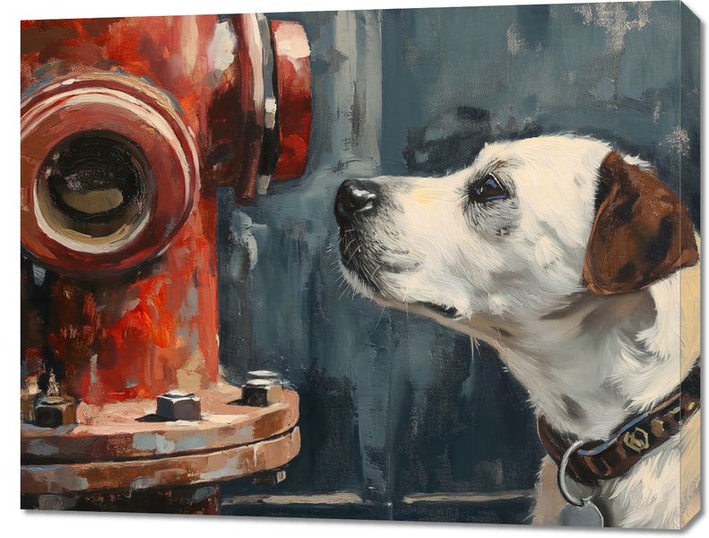 Obraz 90x70cm Kumpel przy Hydrancie zdjęcie 1
