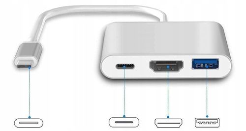 Adapter Przejściówka HUB 3w1 MHL HUB USB C HDMI 4K do MacBook Samsung na Arena.pl
