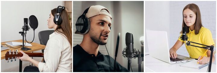 MIKROFON POJEMNOŚCIOWY USB + STATYW UCHWYT POP FILTR KOSZ DNA PODCAST 700 zdjęcie 7