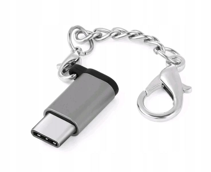 ADAPTER brelok micro usb typ b na typ c szary zdjęcie 1