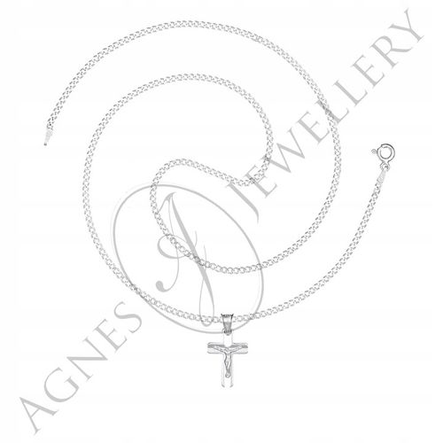 ŁAŃCUSZEK SREBRNY 925 KRZYŻYK D800 KOMUNIA 45CM na Arena.pl