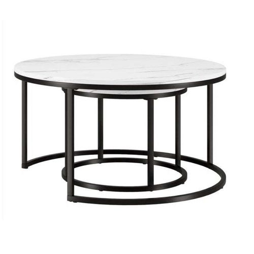 zestaw okrągłych stolików kawowych 2w1 biały marmur 60 i 80 cm stl14 na Arena.pl