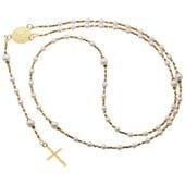 Długi naszyjnik różaniec perły i hematyt złoty – srebro złocone