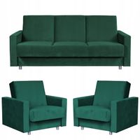 Zestaw mebli wypoczynkowy Alicja wersalka kanapa fotele  zielony