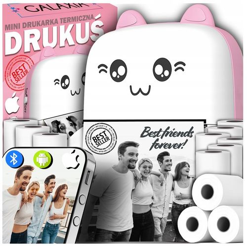 Mini Drukarka Termiczna DRUKUŚ ORYGINALNY Do Zdjęć Przenośna + 11 ROLEK na Arena.pl