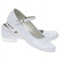 Białe buty komunijne dla dziewczynki dziewczęce Polskie baleriny OM830-39