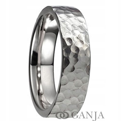 Młotkowana tytanowa obrączka szer.5mm wzór BT45 na Arena.pl