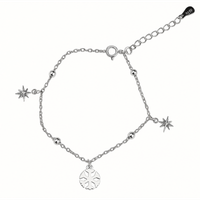 bransoletka rodowane srebro s925 śnieżynki bst927