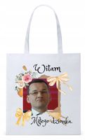 Mateusz Morawiecki Pis Torba Eco Biała Shopper Z Nadrukiem Ze Zdjęciem