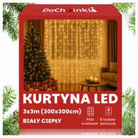 KURTYNA ŚWIETLNA GIRLANDA LAMPKI NA DRUCIKU BIAŁE CIEPŁE 3x3 metry 300 LED