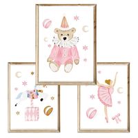 Zestaw trzech plakatów dla dzieci Candy Teddy