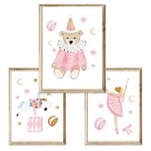Zestaw trzech plakatów dla dzieci Candy Teddy