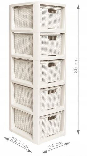 REGAŁ ŁAZIENKOWY BIAŁY SZAFKA 5 PÓŁEK KOMODA ŁAZIENKOWA RATTAN DUŻA na Arena.pl