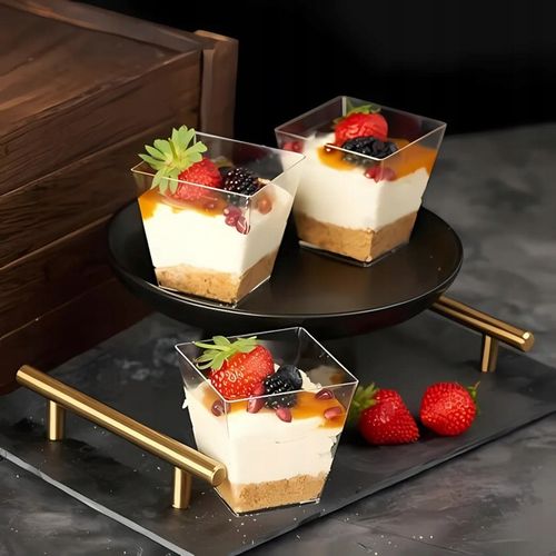 PUCHARKI KWADRATOWE DO DESERÓW 120ml 50szt NA PRZEKĄSKI DESERY POJEMNIKI na Arena.pl