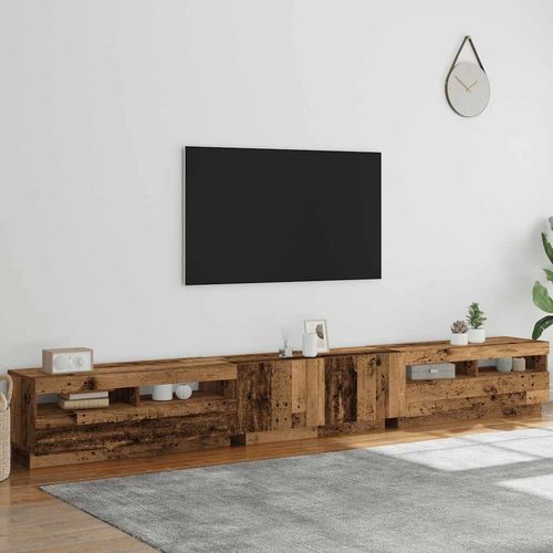 Szafka pod TV z oświetleniem LED, stare drewno, 300x35x40 cm na Arena.pl