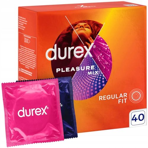 DUREX PLEASURE MIX 40 szt. 2 Różne Rodzaje Prezerwatywy Potęgujące Orgazm na Arena.pl