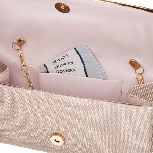 wizytowa torebka damska wykonana z tkaniny syntetycznej w beżowym kolorze na Arena.pl