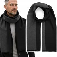 CIEPŁY SZALIK MĘSKI Z WEŁNĄ zimowy DWUSTRONNY KLASYCZNY czarny szal