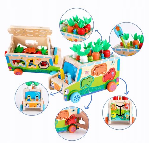 MONTESSORI SORTER KLOCKÓW ZŁAP ROBACZKA AUTO UKŁADANKA MARCHEWKI I ROBACZKI na Arena.pl