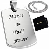 ZESTAW Srebrny nieśmiertelnik z grawerunkiem + łańcuszek srebrny 55cm