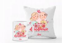 Zestaw PODUSZKA i KUBEK PREZENT na dzień DZIADKA BABCI twój napis + imię