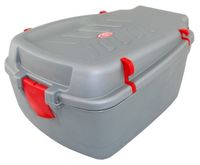 POLSKI BAGAŻNIK DUŻY KUFER KOSZYK ROWEROWY KURIER szaro-czerwony