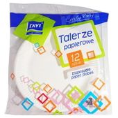 Talerze jednorazowe papierowe średnica 23 cm 12 sztuk