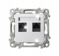 GNIAZDO KOMPUTEROWE RJ45 5e PODWÓJNE OSPEL SZAFIR GPK-2Z/K/m/00 BIAŁY