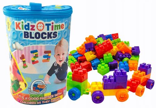 KLOCKI PLASTIKOWE DUŻE KOLOROWE POCIĄG BUDOWLANE zestaw w torbie XXL 400el na Arena.pl