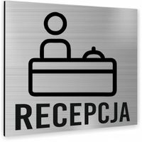 Tabliczka RECEPCJA SREBRNA nierdzewna PIKTOGRAM ALUMINIUM DOWOLNY NAPIS
